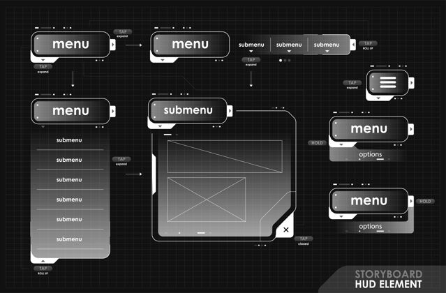 边界未来风格的hud框架 用于未来风格的ui界面故事板现代高科技菜单