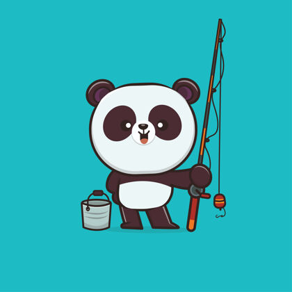 钓鱼可爱的动物熊猫卡通钩子水桶