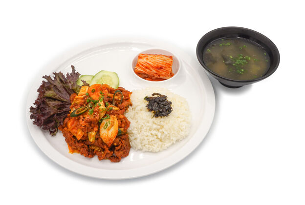 晚餐孤立的亚洲-韩国食物午餐套餐传统营养亚洲