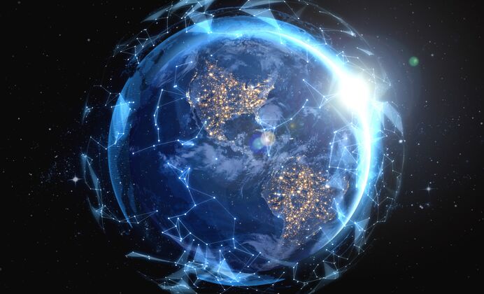 数据全球网络连接 用创新的感知线覆盖地球通信全球地球