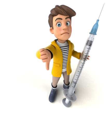 医疗有趣的卡通儿童雨具插图注射器休闲布雷顿