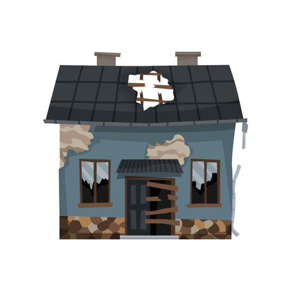 乡村老风化的房子或住宅插图设计农田年代棚屋