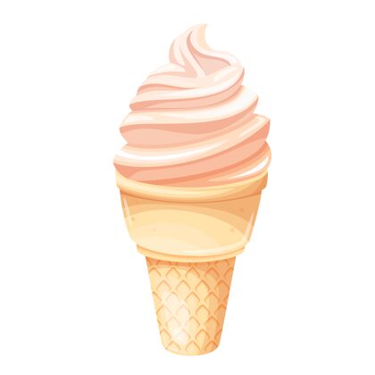 冷冻美丽的冰淇淋蛋筒图标插图奶油晶圆美味