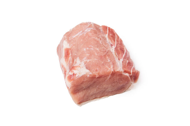 晚餐一整块的生猪肉肉扁的躺下 顶视图切分类切片