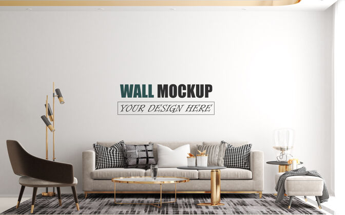 海报现代豪华的客厅墙壁模型墙模型框架模型