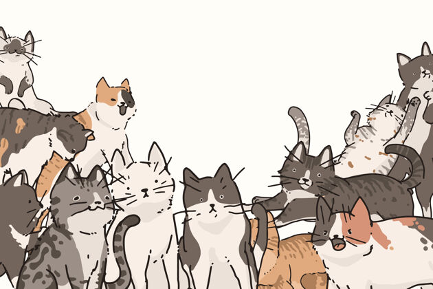貓貓涂鴉圖案背景涂鴉繪畫各種