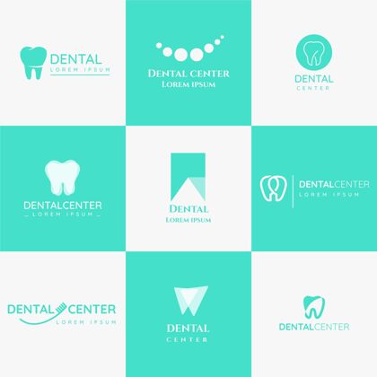 牙齿平面牙科标志模板收集平面设计牙科卫生医疗