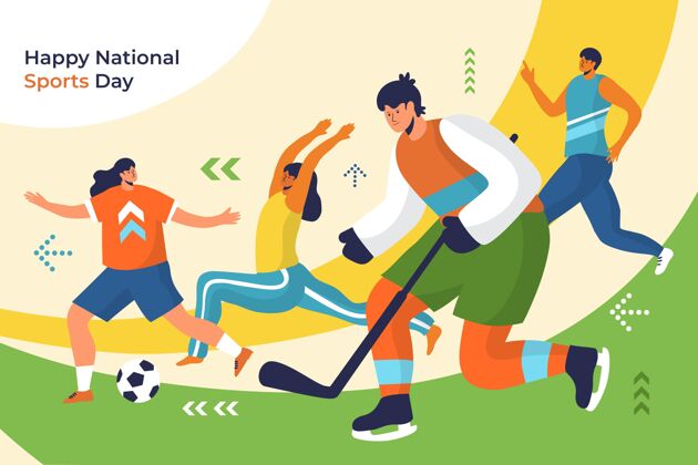 平面设计印尼国家体育日插画运动手绘运动员