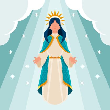 教玛丽的平淡假设神圣圣母玛利亚平面设计