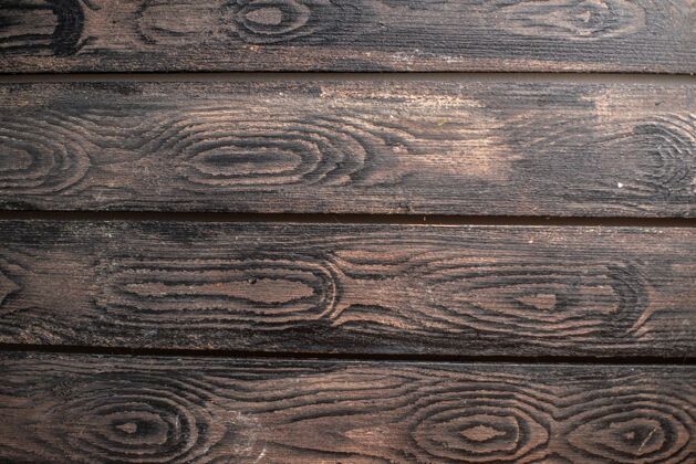 面板在黑暗的木制背景上的空旷空间的水平视图旧水平细节