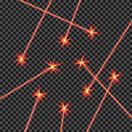 黑暗随机抽象的红色激光束光隔离在透明的黑色激光效果俱乐部