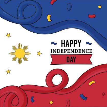 独立手绘菲律宾独立日插图节日爱国手绘