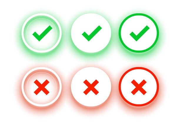 标记圆形复选标记和交叉按钮设置否定关闭错误