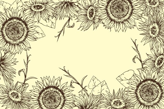 开花雕刻手绘向日葵边界复制空间向日葵边界花