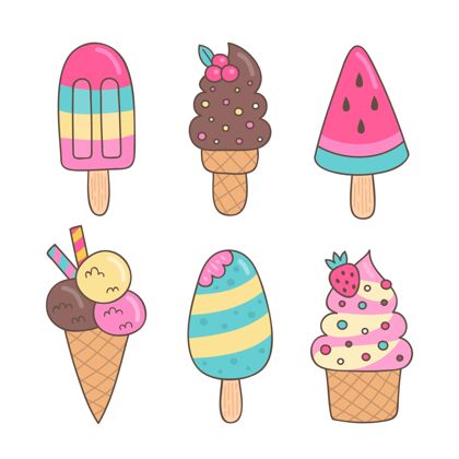 甜点手绘冰淇淋系列套餐美味收藏