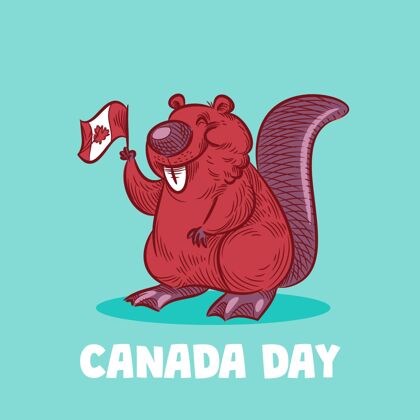 手绘手绘加拿大日插图加拿大节日庆祝活动