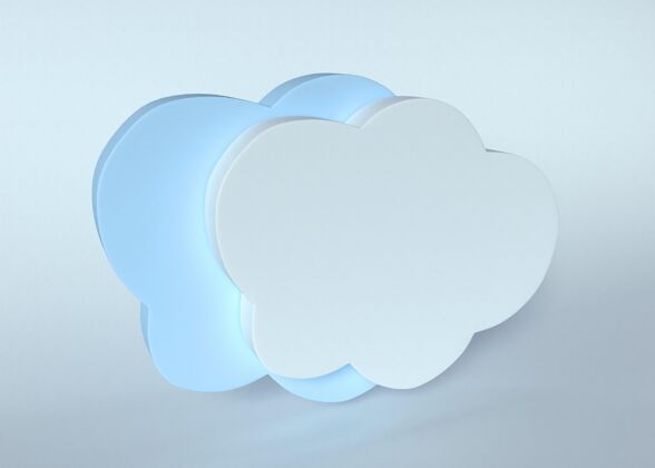 天气云的三维模型云形状蓝色背景三维