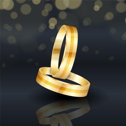 美丽逼真的金色结婚戒指真实保存日期现实