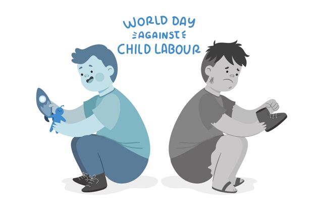 国际手绘世界反对童工日插图手绘6月12日行动主义