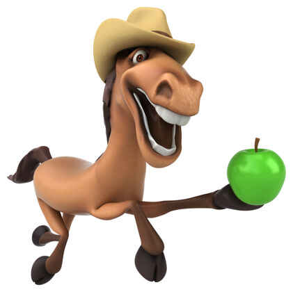 种马有趣的马头水果苹果