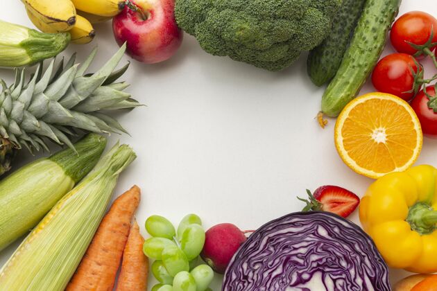 蔬菜蔬菜水果什锦俯瞰组合框架健康