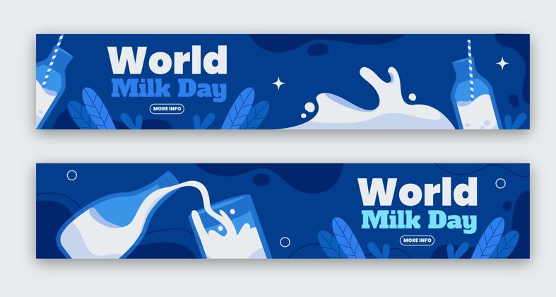 平面设计平面世界牛奶日横幅集国际横幅食品