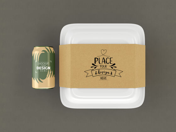 物体食品容器 白盒模型与工艺纸板封面的品牌和身份外卖午餐产品