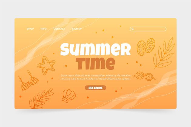 夏季手绘夏季登陆页模板目的地页网页网站