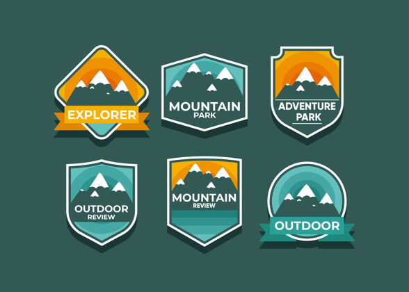 露营探索山地推进符号集图形攀登探险