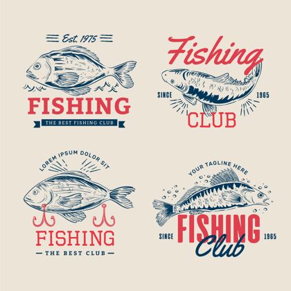 鱼一套详细的老式钓鱼徽章钓鱼细节年份