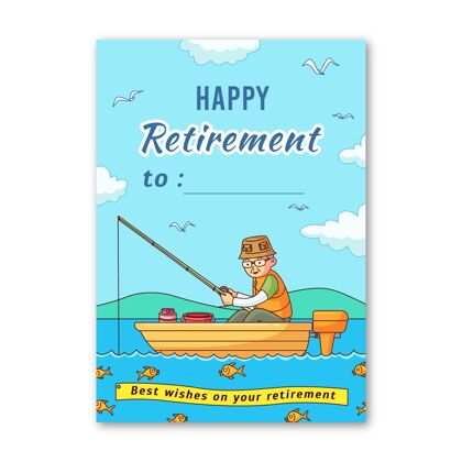 随时打印手绘退休贺卡模板插图平面设计退休年龄