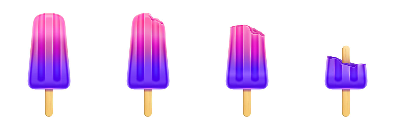 紫色一套水果冰棒水果冰淇淋果汁