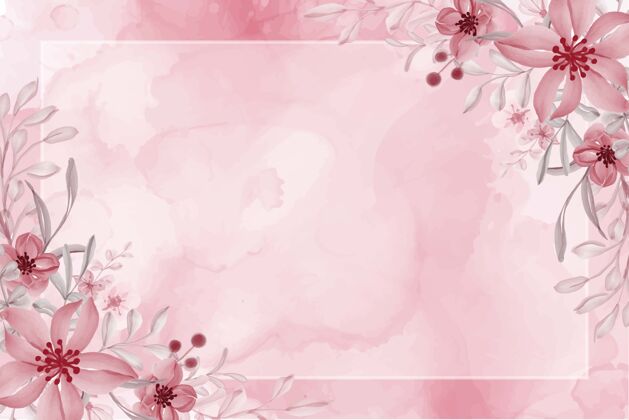 粉色手绘水彩花粉色背景手绘素描花卉