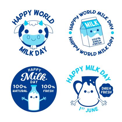 活动平面世界牛奶日标签收集全球包装食品