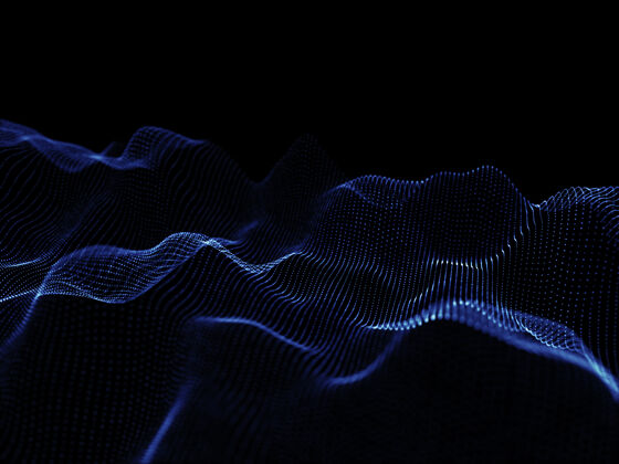 数字流动粒子的三维渲染-现代技术设计渲染景观3d