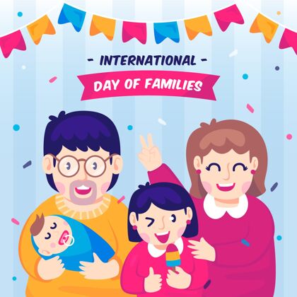 人卡通国际家庭日插画活动为人父母卡通