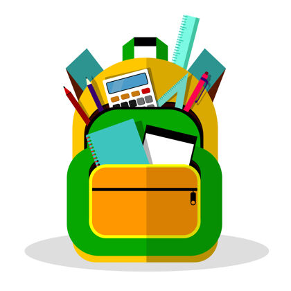 计算器学校书包或儿童书包教育插图背包经典手提包