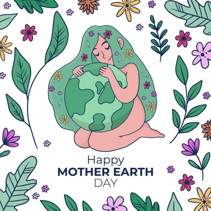 4月22日手绘地球母亲节？插图全球地球母亲日地球日