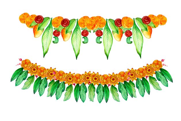 4月13日水彩乌加迪花环插图印度教农历新年节日印度