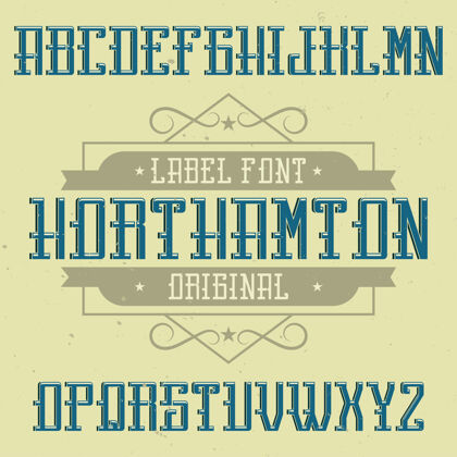 标题名为northamton的复古标签字体字母标签纹理