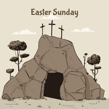 帕夏手绘复活节周日插图上帝宗教复活节周日