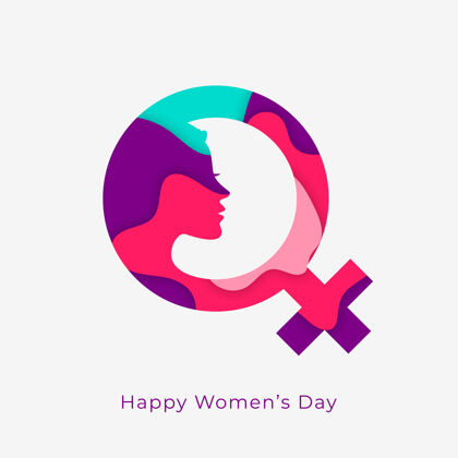 愿望妇女节快乐概念设计 带有女性标志庆祝八权力