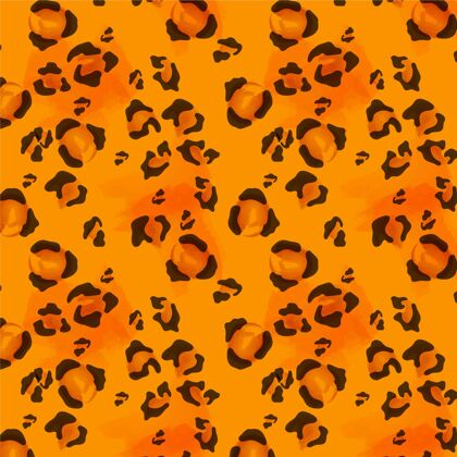 图案背景水彩画动物图案斑点橙色动物印花