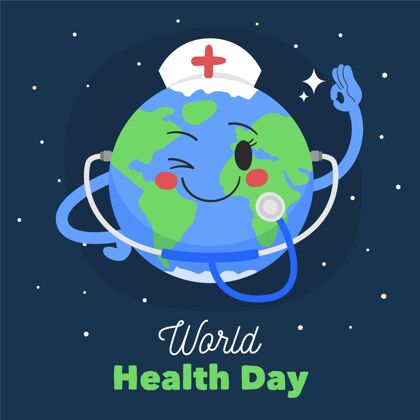 世界卫生组织手绘世界卫生日插图健康医疗保健全球