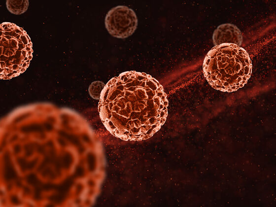 冠状病毒医学背景与抽象病毒细胞的三维渲染生物学科学疾病