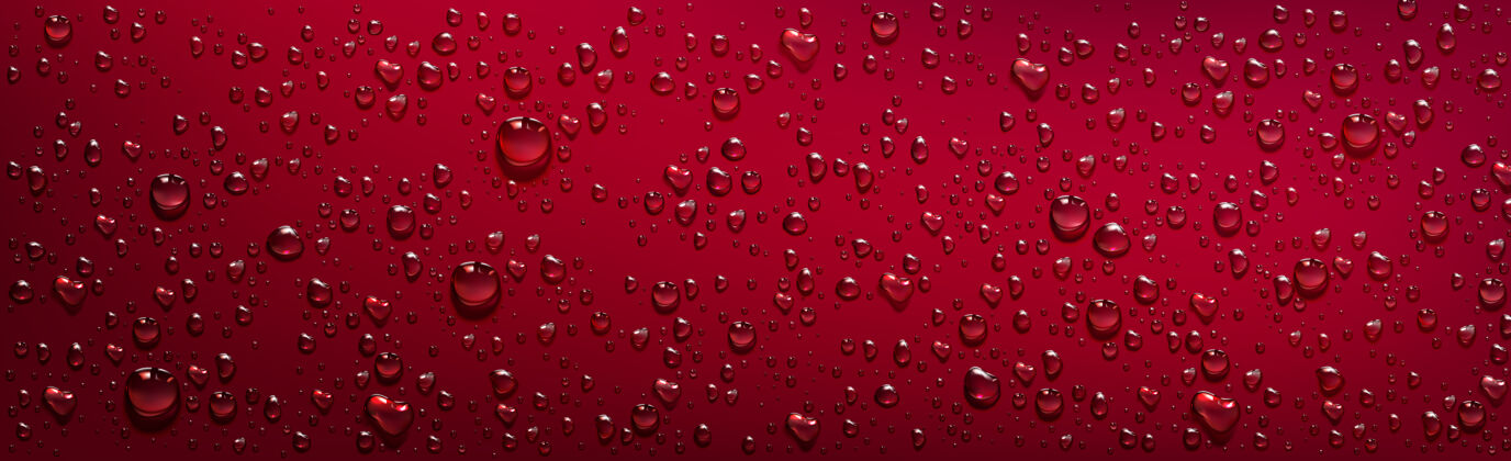 蒸汽红色背景 透明水滴气泡飞溅凝结