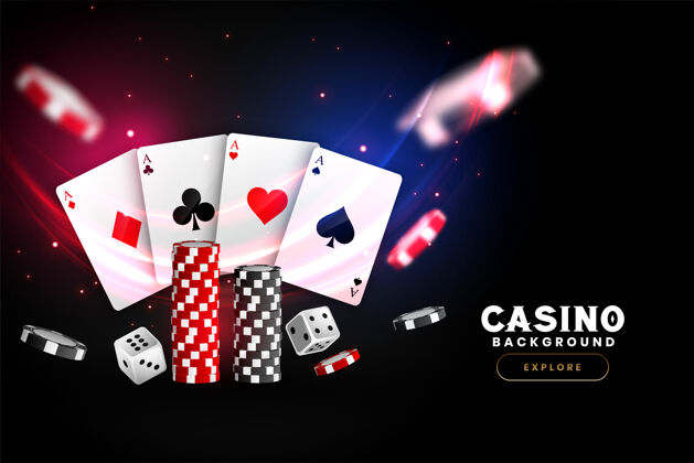 机会现实赌场背景与卡芯片和王牌宾果金钱