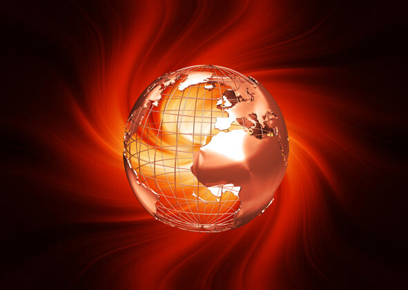 火三维渲染的线框地球上火热世界火热地图