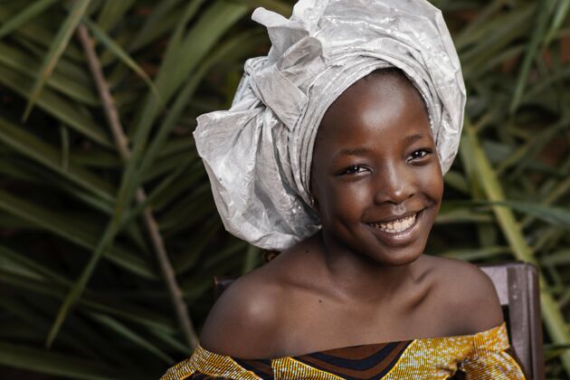 非洲特写快乐非洲女孩肖像孩子肖像生活方式