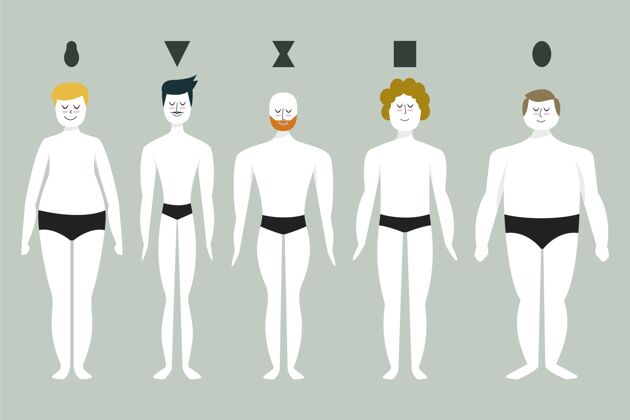 形状卡通类型的男性体型集不同包形状